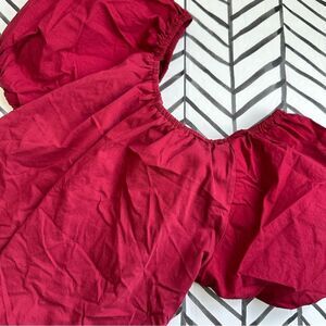 Target A New Day Size L Back Tie Bow Short Sleeve Red Blouse
